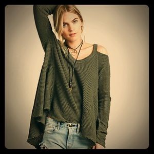 Free People Moonshine V Cold Shoulder Sweater